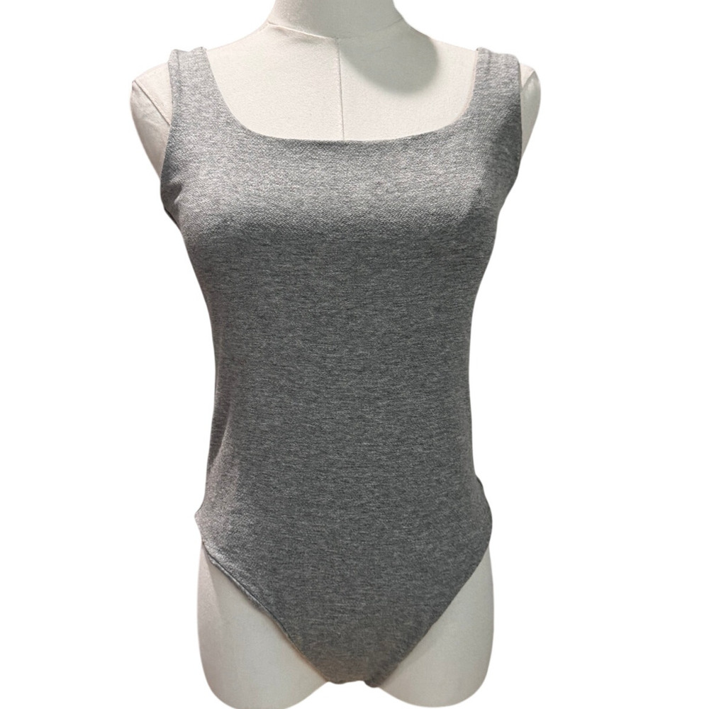 New NAKED WARDROBE Women's Heather Gray NW Sculpt Tank Scoop Bodysuit Medium